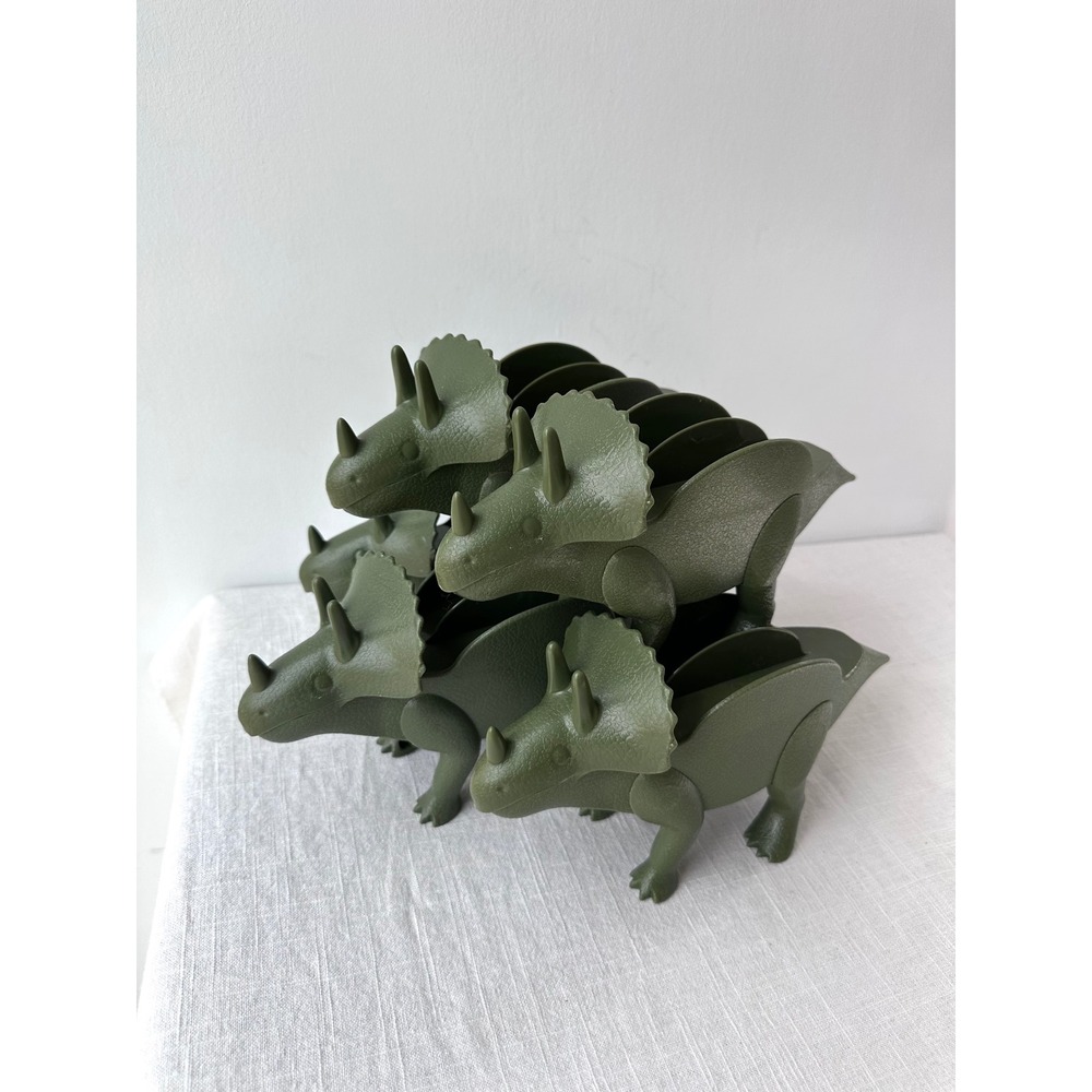 Set of 5 Funwares TriceraTaco Dinosaur Taco Holders Olive‎ Green Kids Kitchen